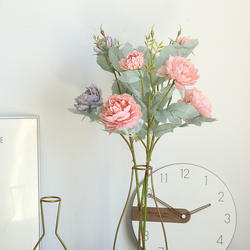 Vintage Artificial Peony Silk Flowers Bouquet